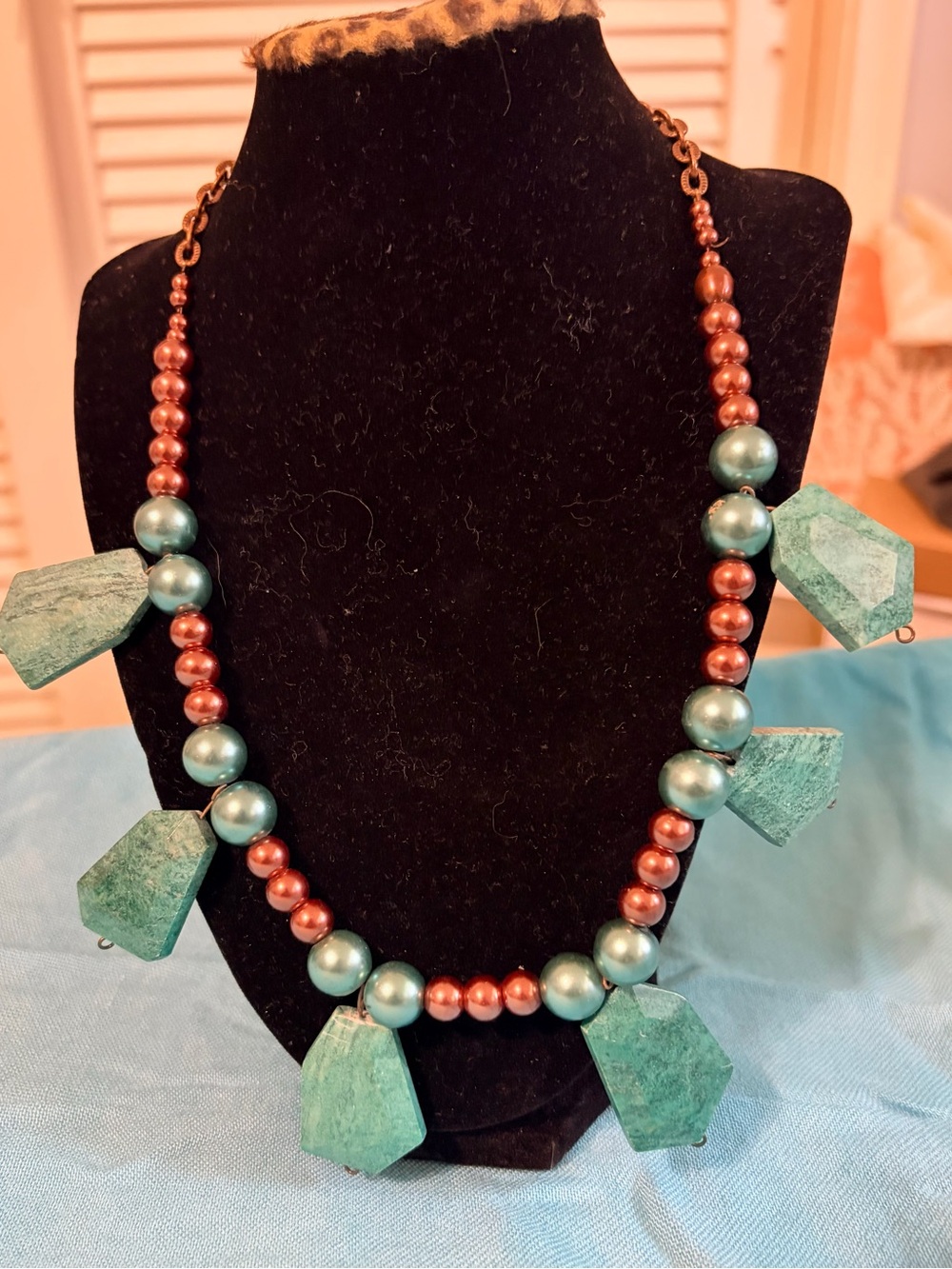 Genuine Stone and Copper Statement Necklace - Women Jewelry